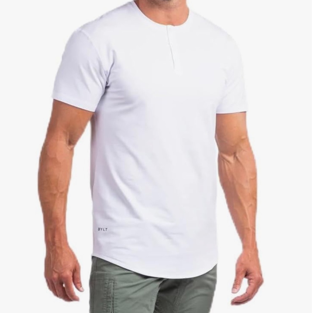 EUC! BYLT Premium Basics Lux Drop-Cut Henley Shirt Men size  XXL - White